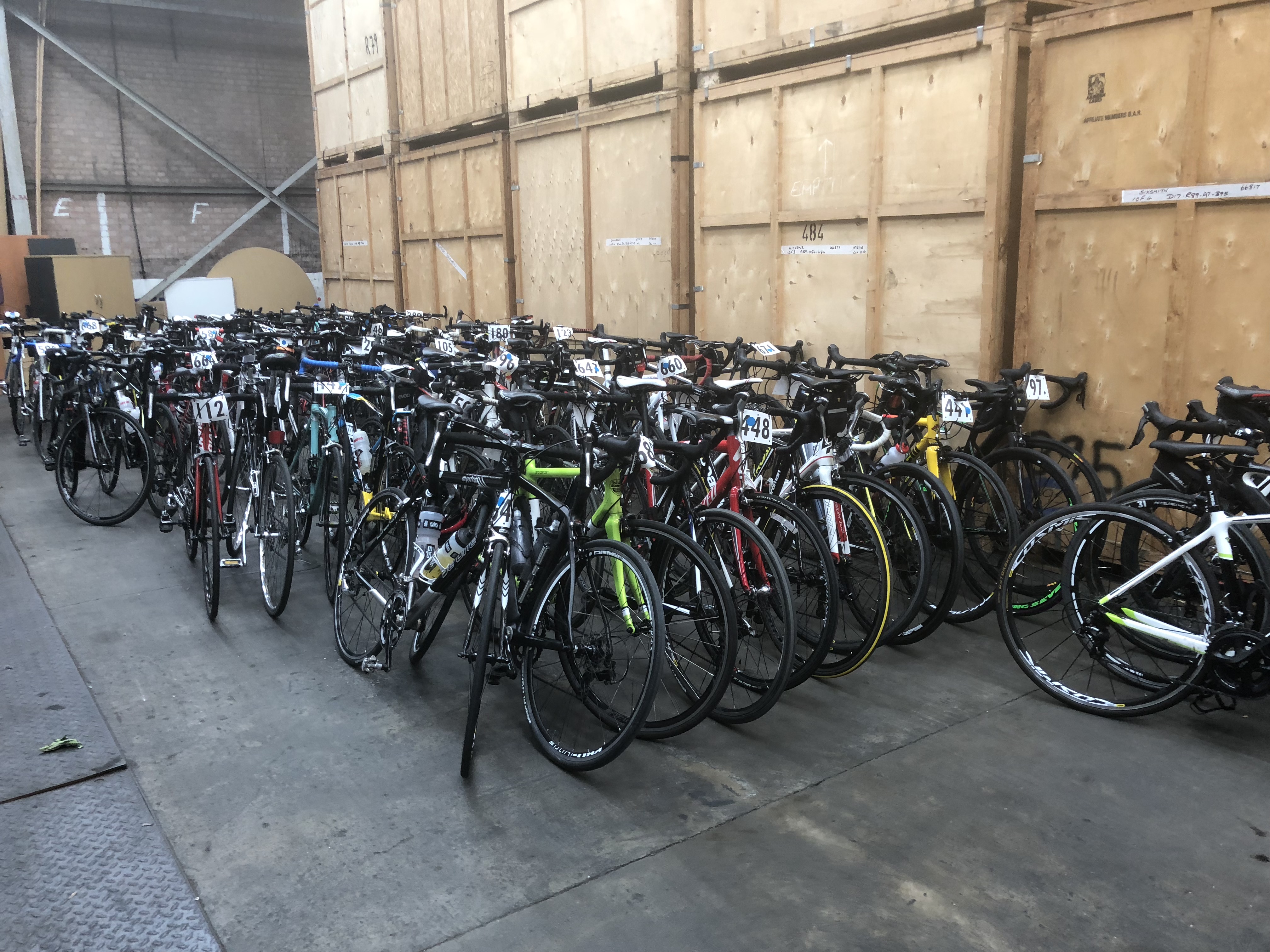 Bikes were kept free of charge in Burke Bros' bonded stores before being re-distributed at the end of the event