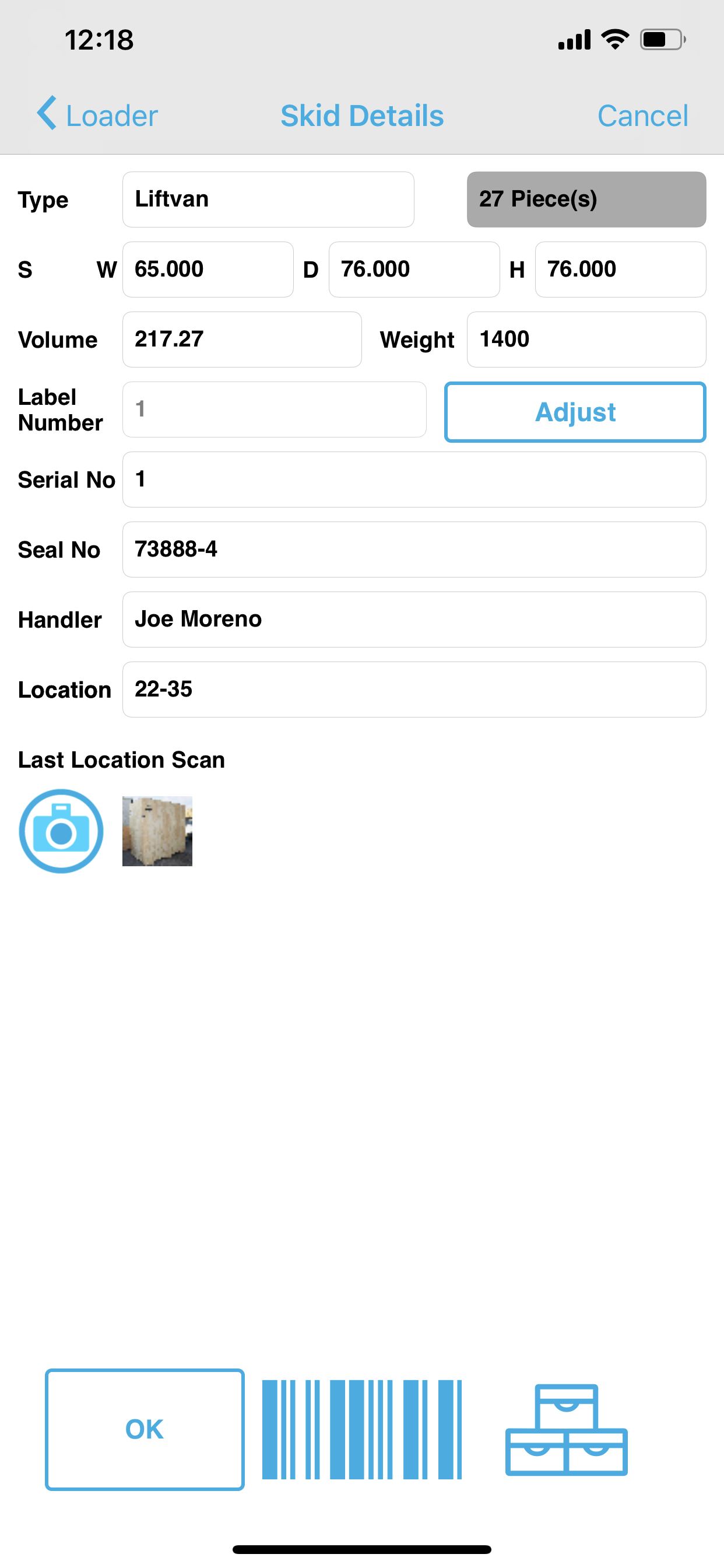 Voxme inventory system now allows barcode based liftvan tracking