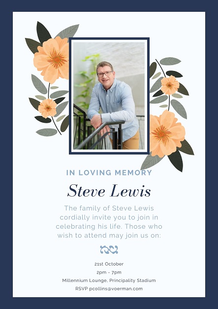 Steve Lewis: Cardiff memorial invitation