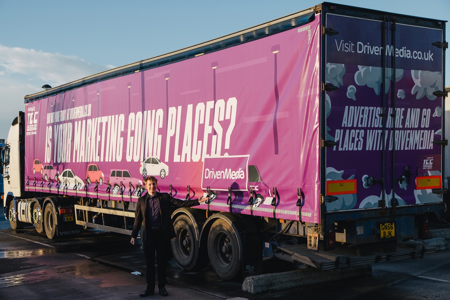 Ed Holland with a DrivenMedia liveried truck 