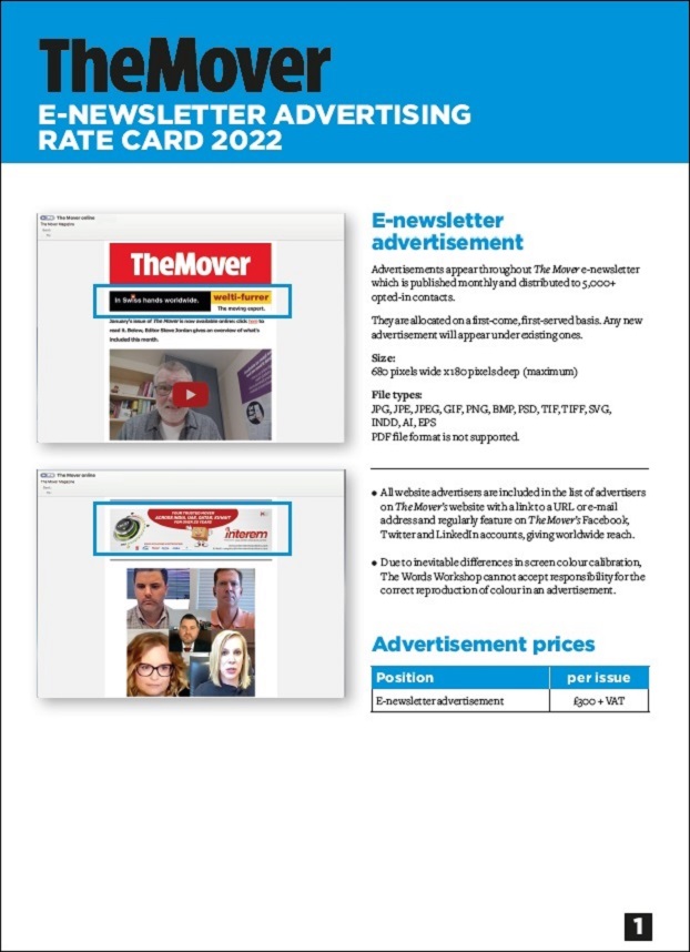 The Mover E-Newsletter Rate Card 2022 