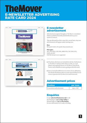 The Mover E-newsletter ratecard 2024 