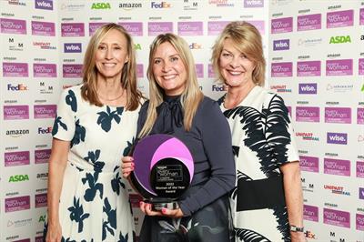 everywoman in Transport &amp; Logistics Woman of the Year 2022, Faye Calland, with co-founders Maxine Benson MBE (L) and Karen Gill MBE